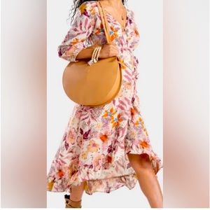 Francesca's Mi Ami 3/4 Sleeve Floral Wrap Dress Multicolored Size M Jrs